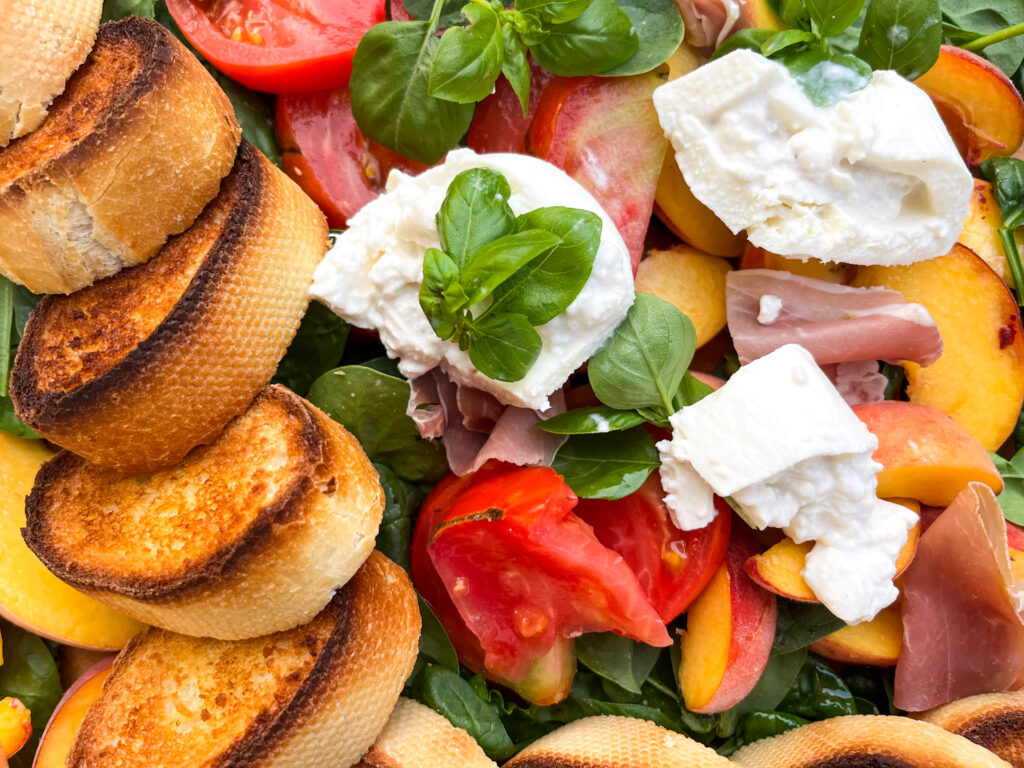 Burrata, Tomato and Peach Charcuterie Board