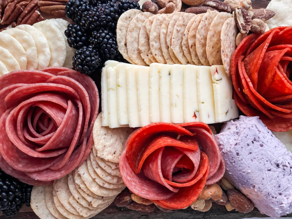 How to Make a Keto Board: image of keto ingredients on a board.